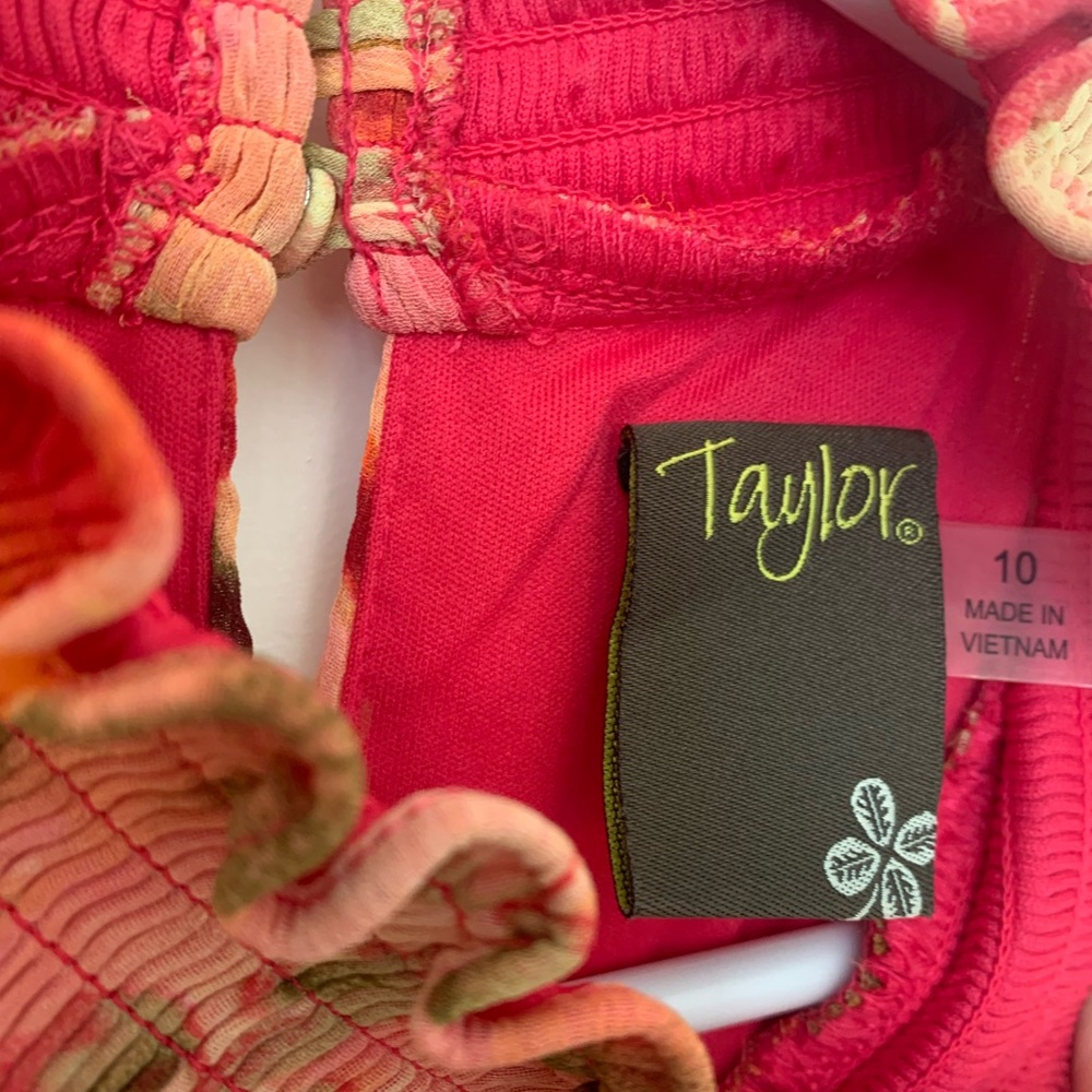 Taylor Pink and Orange bright Ruffled Dress - Picture 3 of 4
